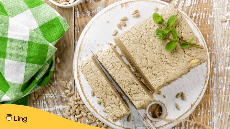 Bosnisches Dessert Halva enthält Sonnenblumenkerne