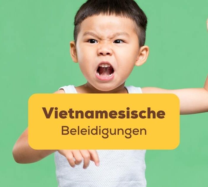 Verärgerter vietnamesischer Junge, der vietnamesische Beleidigungen benutzt